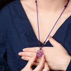 Fortune Jewel Natural Amethyst White Crystal Citrine Nine Tailed Fox Luck Necklace Pendant
