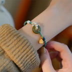 Fortune Jewel Natural Hetian Jade Peace Buckle Pearl Luck Handcrafted Braided Bracelet