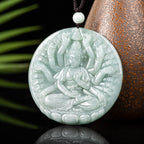 Fortune Jewel Thousand-Hand Kwan Yin Avalokitesvara Jade Blessing String Necklace Pendant Fortune Jewel