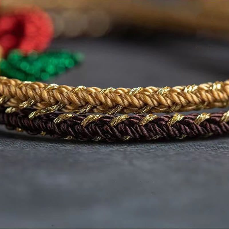 Fortune Jewel Rose Flower Rope Eight Thread Peace Knot Luck Handmade Bracelet