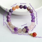 Fortune Jewel Natural Amethyst Crystal Inner Peace Healing Bead Charm Bracelet