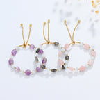 Fortune Jewel Amethyst Pink Crystal Black Rutilated Quartz Spiritual Awareness Bracelet