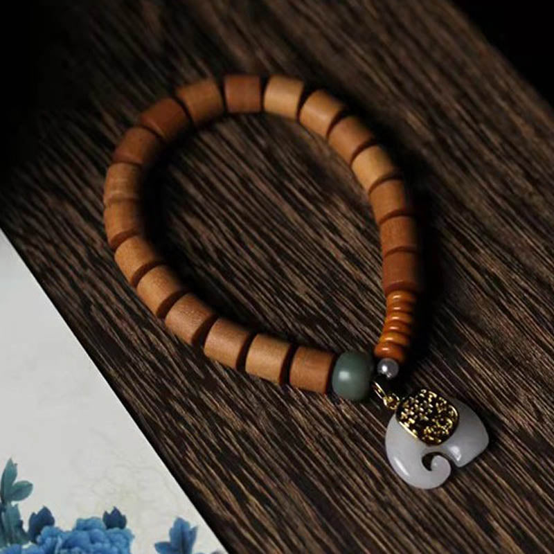 Fortune Jewel Sandalwood Jade Elephant Protection Bracelet