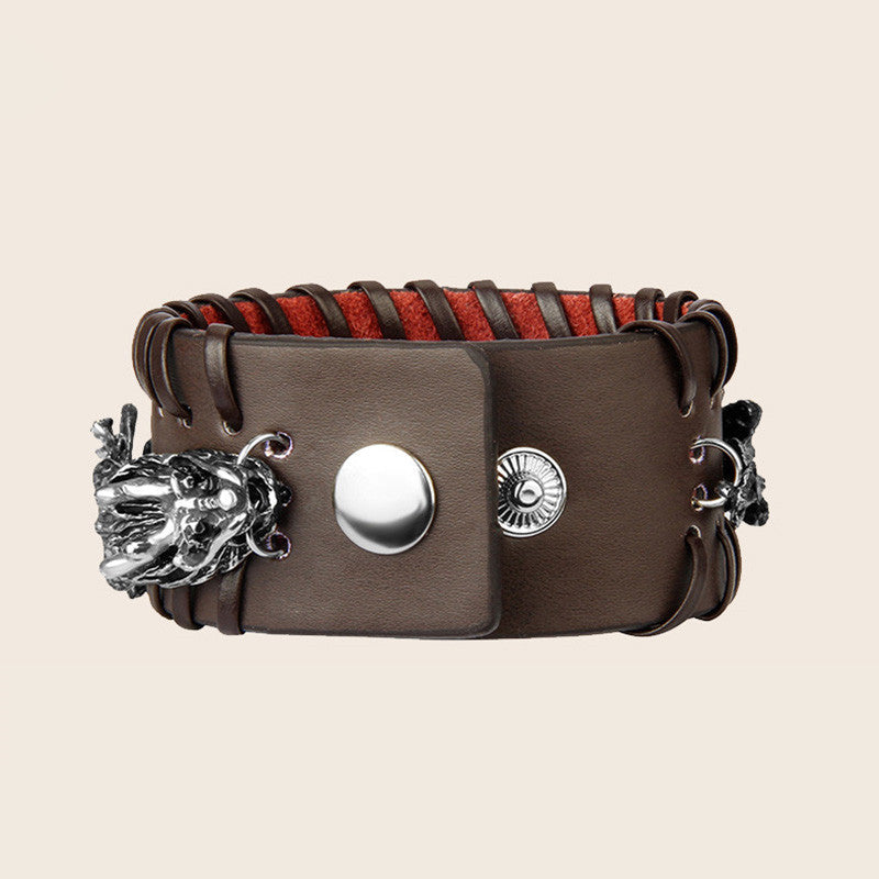 Fortune Jewel Dragon Leather Protection Weave Bracelet Fortune Jewel
