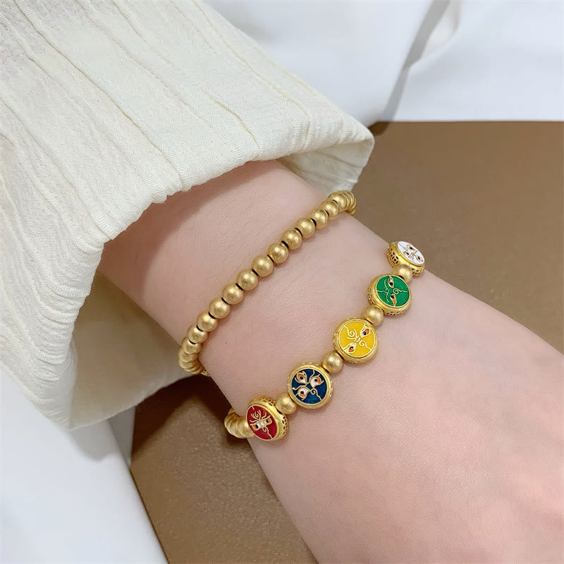 Fortune Jewel Tibetan Five God Of Wealth Copper Beads Luck Bracelet