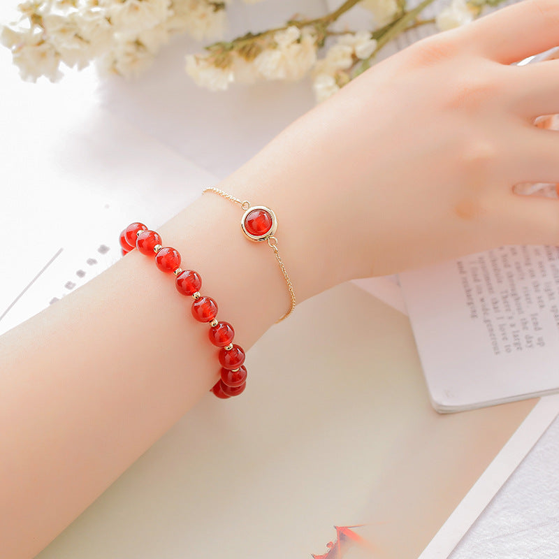 Fortune Jewel Sun Stone Strawberry Quartz Crystal Positive Bracelet