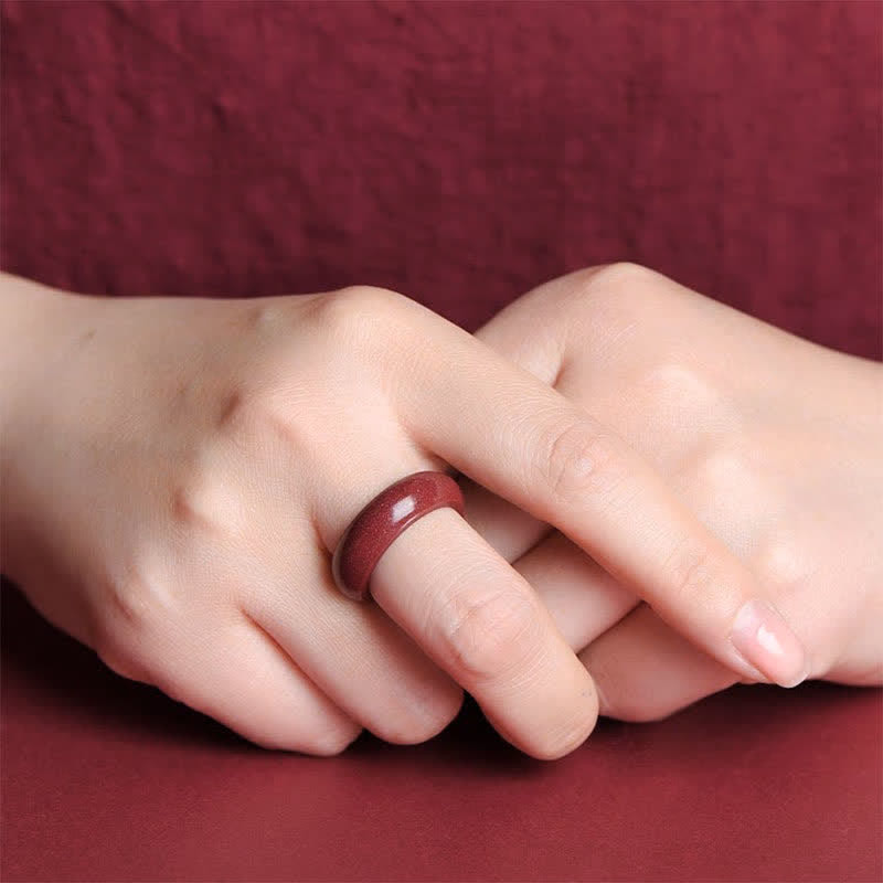 Fortune Jewel Cinnabar Om Mani Padme Hum Auspicious Clouds Blessing Ring