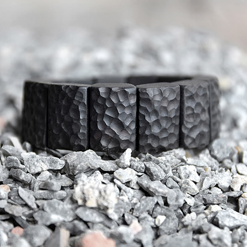 Fortune Jewel Vintage Ebony Wood Texture Peace Couple Bracelet