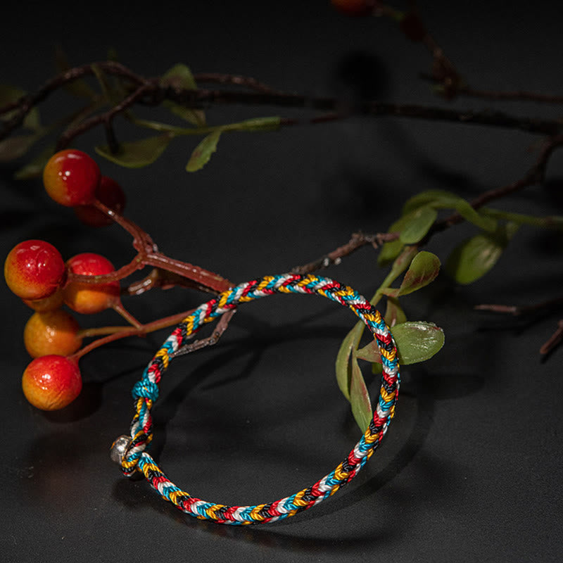 Fortune Jewel Tibet Handmade Five Color Thread Protection Braid String Bracelet