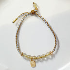 Fortune Jewel 925 Sterling Silver Natural Jade Gourd Rutilated Quartz Fu Character Luck Braid Bracelet