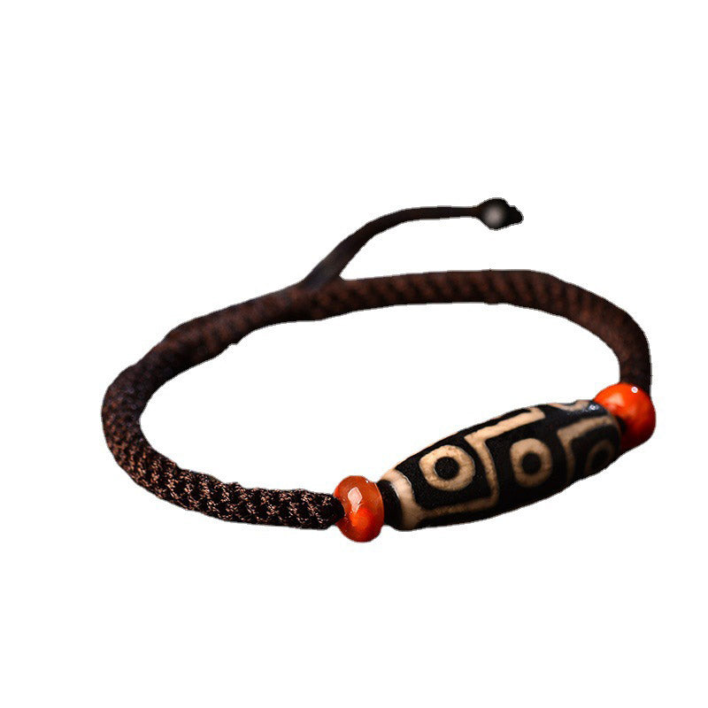 Fortune Jewel Tibetan Nine-Eye Dzi Bead Prosperity String Bracelet