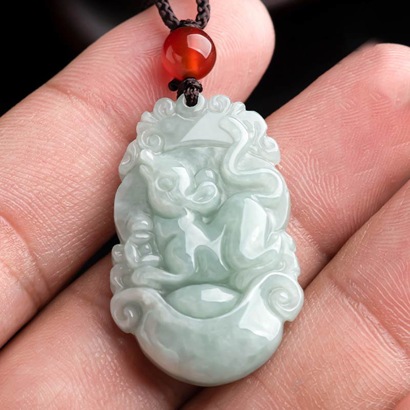 Fortune Jewel Natural Jade 12 Chinese Zodiac Sucess Pendant Necklace Fortune Jewel
