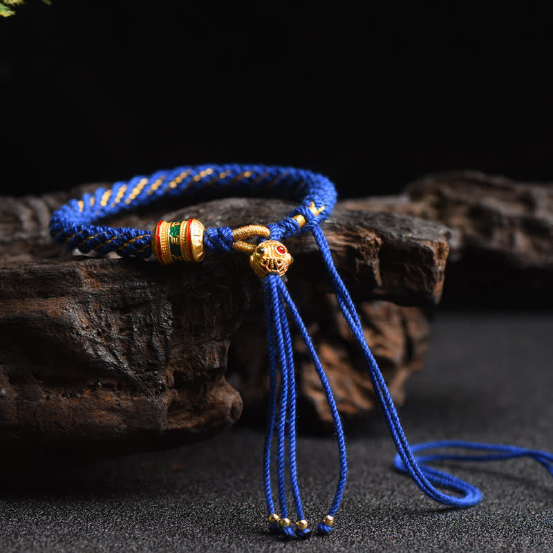 Fortune Jewel Tibetan Handmade Luck Prayer Wheel Bead Charm Weave Colorful String Bracelet