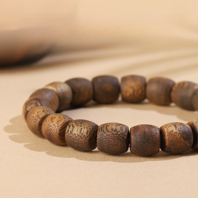 Natural Old Material Hainan Agarwood High-Oil Barrel Bead Bracelet