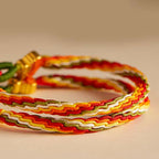 Fortune Jewel Persimmon Red Agate Strength Reincarnation Knot Braid String Bracelet