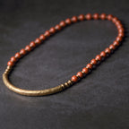 Fortune Jewel Red Jasper Moss Agate Black Obsidian Crystal Copper Peace Couple Bracelet