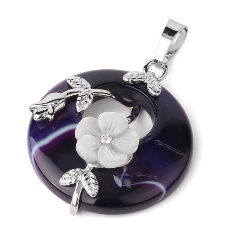 Fortune Jewel Various Crystal Amethyst Green Aventurine Flower Healing Necklace Pendant