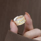 Fortune Jewel Peace and Joy Tang Dynasty Flower Design Lotus Heart Sutra Carved Copper Luck Adjustable Ring