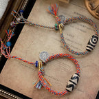 Fortune Jewel Tibetan 925 Sterling Silver Om Mani Padme Hum Handmade Dzi Bead Protection Braid Bracelet