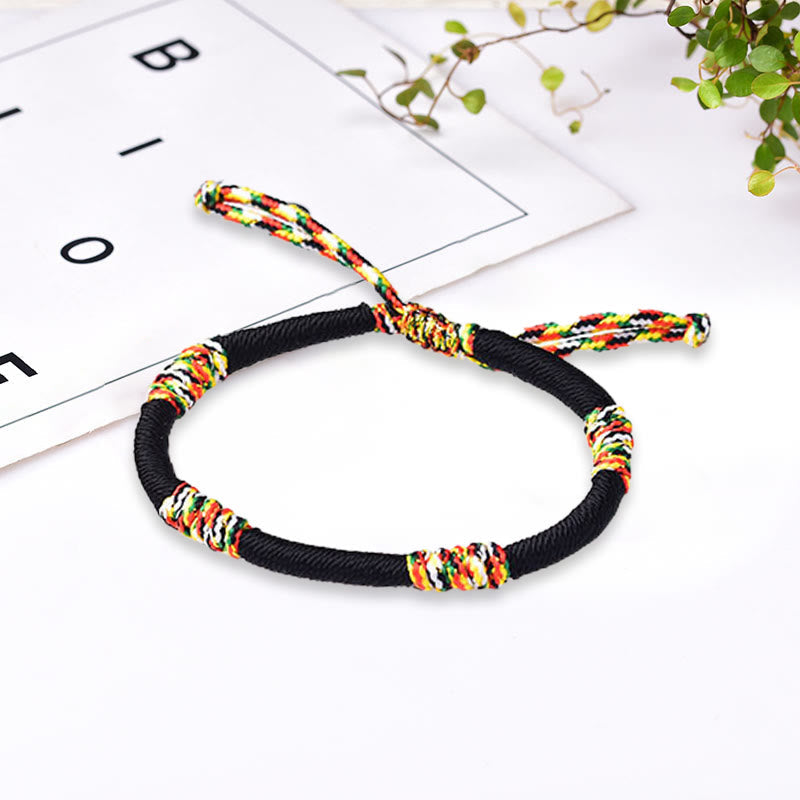 Fortune Jewel Tibetan Handmade Colorful King Kong Knot Lucky Protection Braid String Bracelet