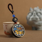 Fortune Jewel PiXiu Copper Coin Ebony Wood Luck Attract Wealth Key Chain Decoration