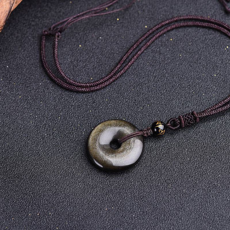 Fortune Jewel Tibetan Obsidian Protection Necklace