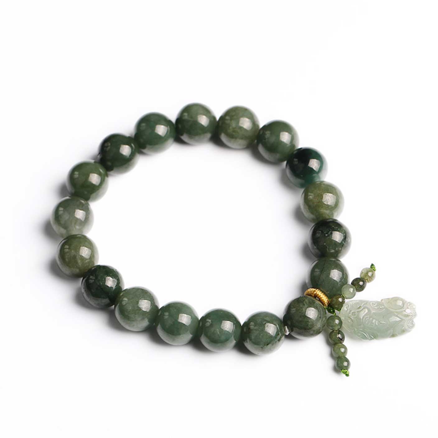 Buddha & Karma Green Jade Bracelet with Pixiu - Invite Wealth & Calming Energies