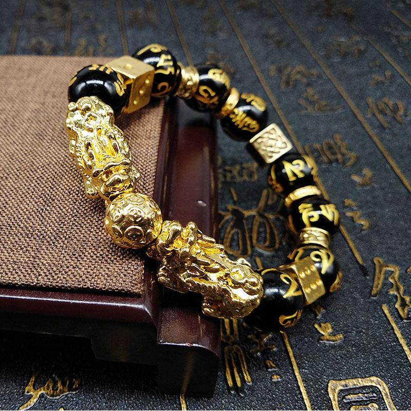 Buddha & Karma Gold-Plated Double Pixiu Bracelet - Extreme Wealth & Protection