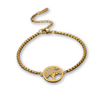 Tree of Life Stainless Steel Box Chain Bracelet