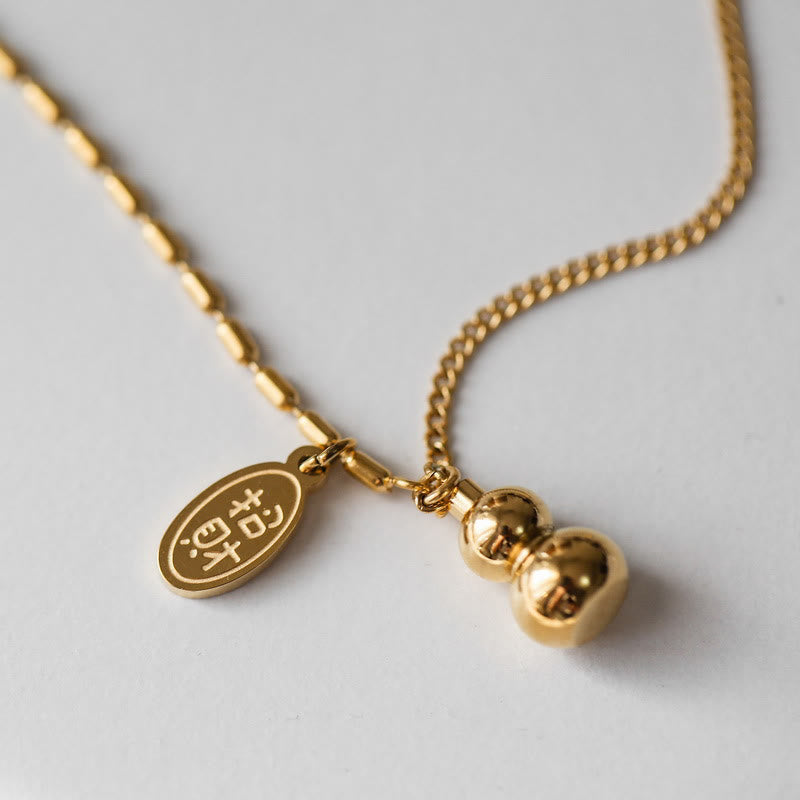 Fortune Jewel 18k Gold Plated Copper Lucky Gourd Design Wealth Buckle Anklet
