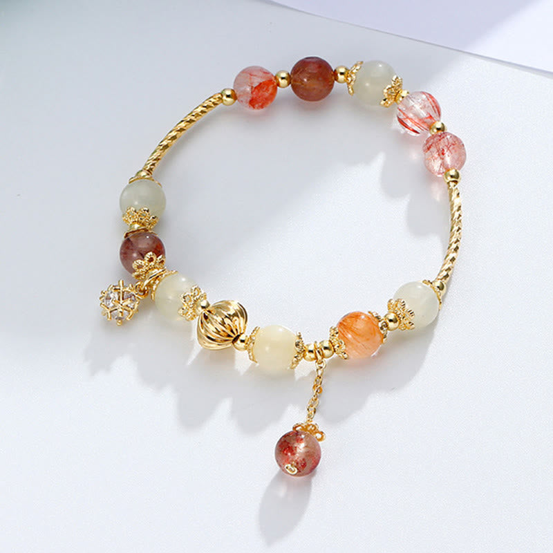 Fortune Jewel Colorful Rutilated Quartz Cat Eye Zircon Auspiciousness Bead Bracelet