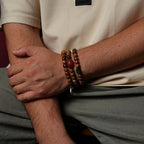 Fortune Jewel Tibetan Bodhi Seed Amber Dzi Bead Agate Zakiram Goddess of Wealth Beads Triple Wrap Bracelet
