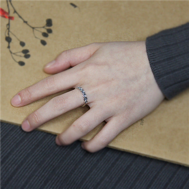Fortune Jewel 925 Sterling Silver Auspicious Clouds Engraved Ring