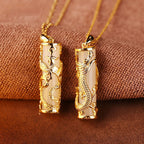 Fortune Jewel Jade Dragon Phoenix Copper Blessing Harmony Necklace Pendant Fortune Jewel