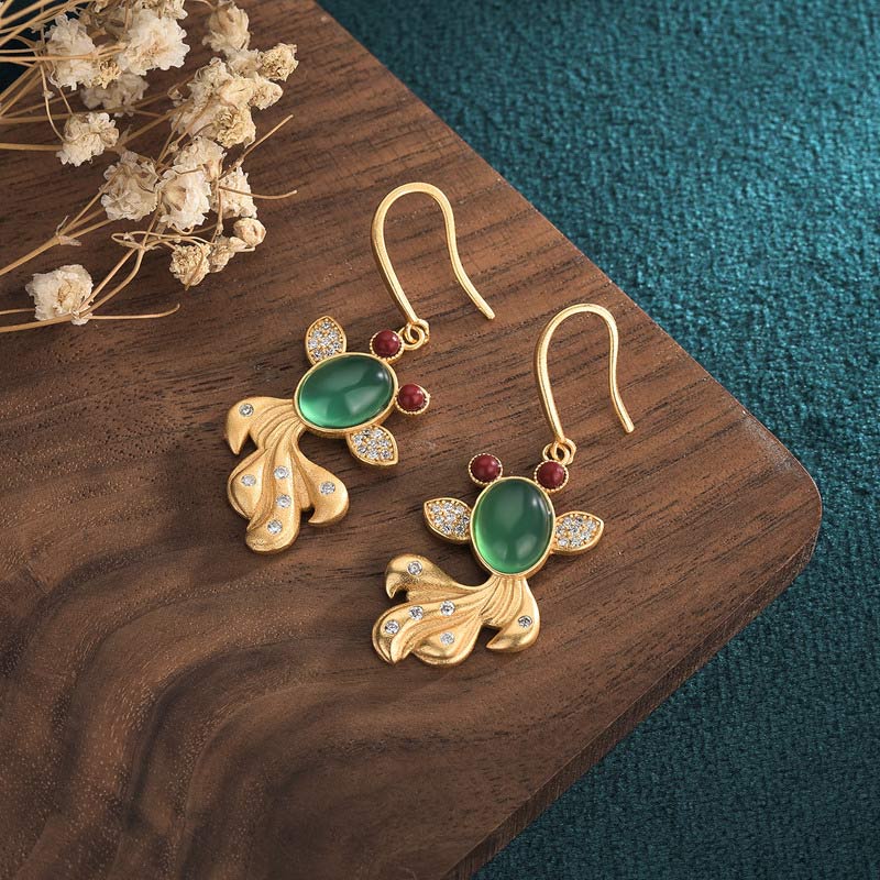 Fortune Jewel FengShui Jade Koi Fortune Earrings