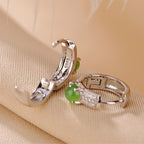 Fortune Jewel 925 Sterling Silver Round Cyan Jade Success Stud Earrings