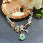 Fortune Jewel Colorful Gemstone Green Aventurine Flower Bead Luck Bracelet