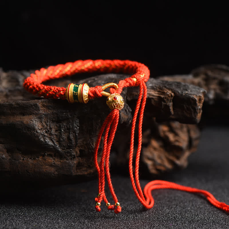 Fortune Jewel Tibetan Handmade Luck Prayer Wheel Bead Charm Weave Colorful String Bracelet