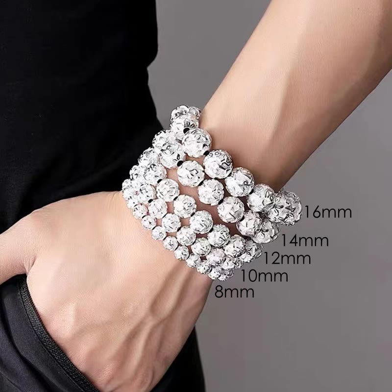 Fortune Jewel Tibetan Om Mani Padme Hum Carved Alloy Beads Amulet Bracelet