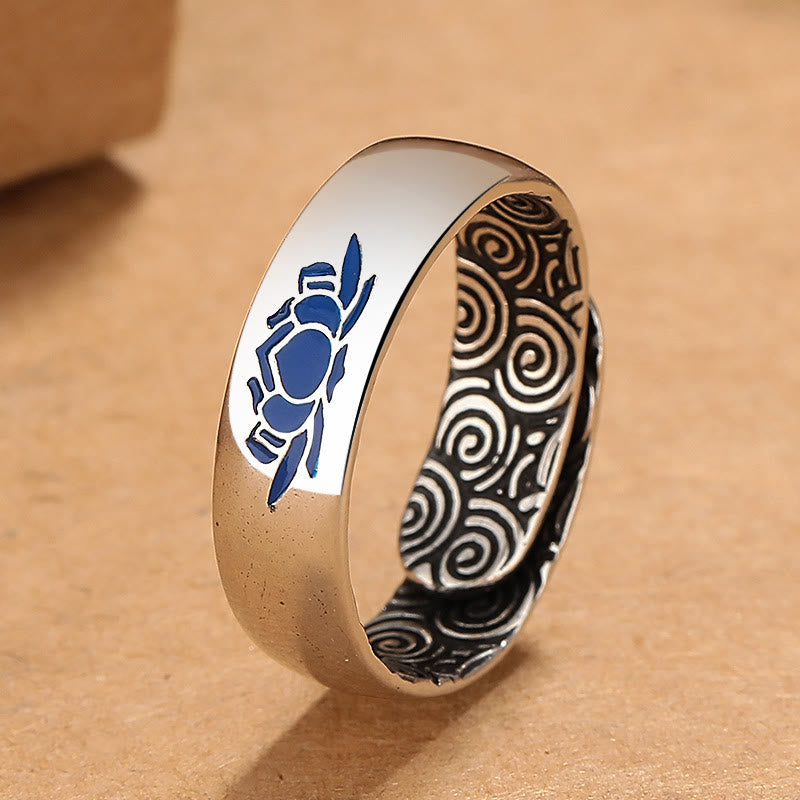Fortune Jewel Tibetan Blue Lotus Auspicious Clouds Copper Enlightenment Ring Fortune Jewel