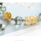 Fortune Jewel Green Phantom Citrine PiXiu Confidence Bracelet