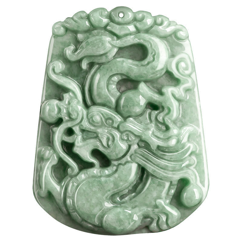 Fortune Jewel Year Of The Dragon Chinese Zodiac Dragon Soaring Jade Protection Bead Chain Necklace Pendant
