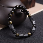 Fortune Jewel Gold Sheen Obsidian Black Tourmaline Wealth Bracelet