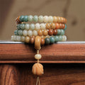 Fortune Jewel 108 Mala Beads Gradient Bodhi Seed Buddha Hand Engraved Peace Bracelet