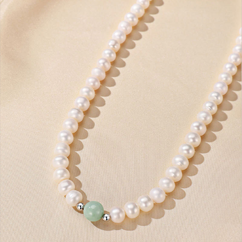 Fortune Jewel 925 Sterling Silver Natural Pearl Jade Healing Necklace Bracelet Earrings With Gift Box
