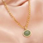 Fortune Jewel Oval Turquoise Strength Titanium Steel Necklace Pendant