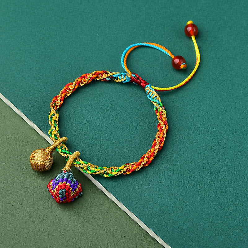 Fortune Jewel Colorful Rope Luck Handcrafted Zongzi Charm Bracelet