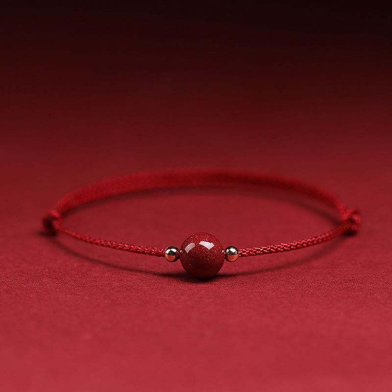 Fortune Jewel Natural Lucky Cinnabar Bead Blessing String Bracelet Anklet