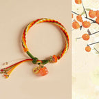 Fortune Jewel Persimmon Red Agate Strength Reincarnation Knot Braid String Bracelet