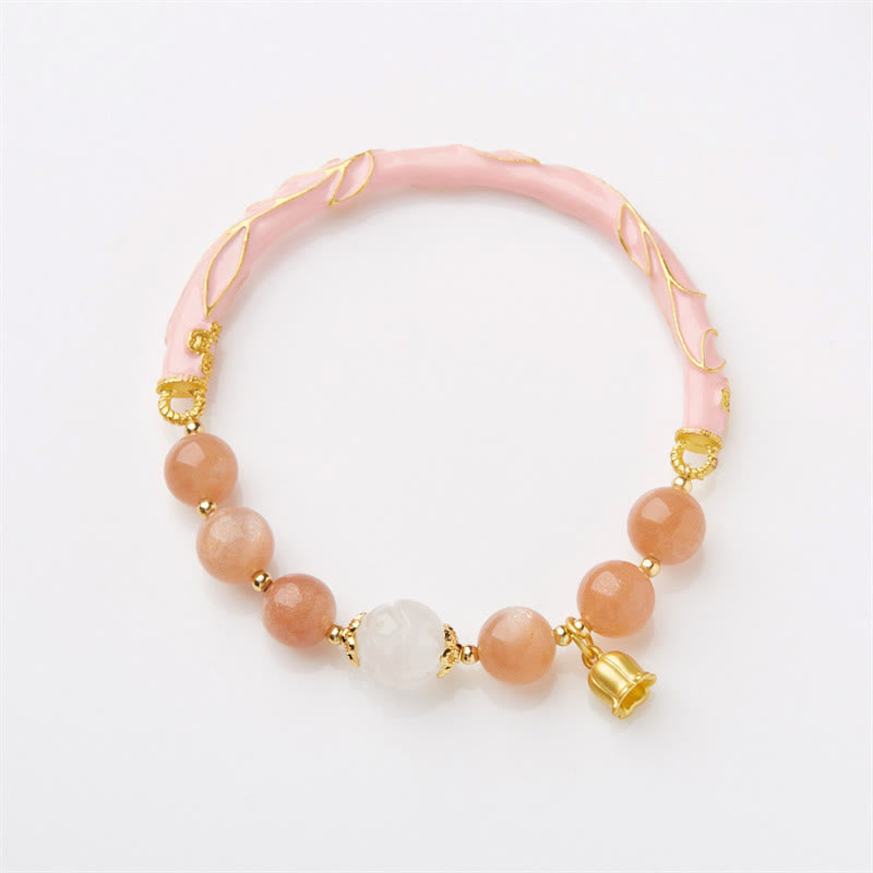 Fortune Jewel Sun Stone Golden Silk Jade Lily of the Valley Charm Positive Bracelet Bangle